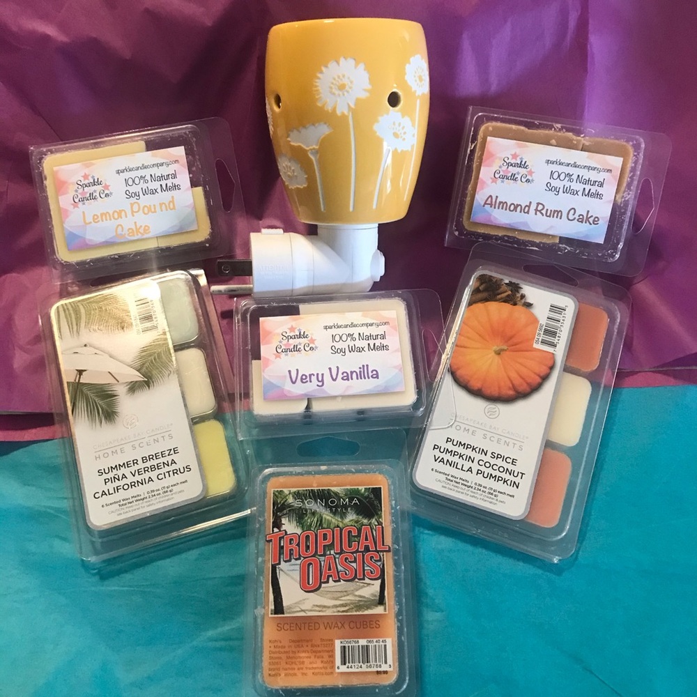 Yellow Scentsy wall wax warmer and melts!